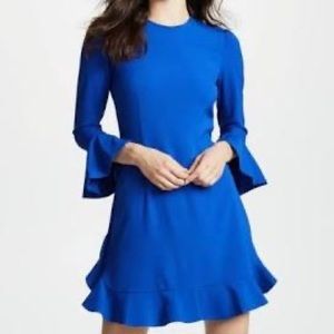 Jill Stuart Blue Ruffle Bell Sleeve Shift Dress